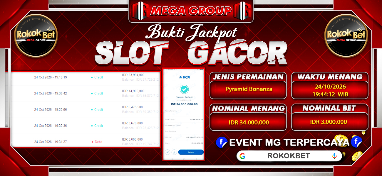 Bukti JP situs Rokokbet hari Sabtu, 24 Oktober 2026